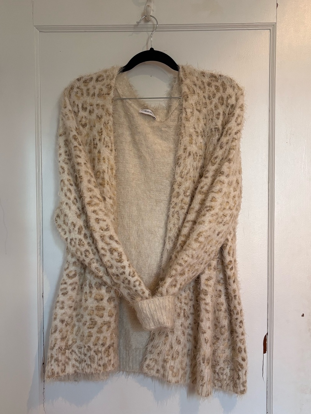 Calvin Klein Cozy Leopard Print Open-Front Cardigan